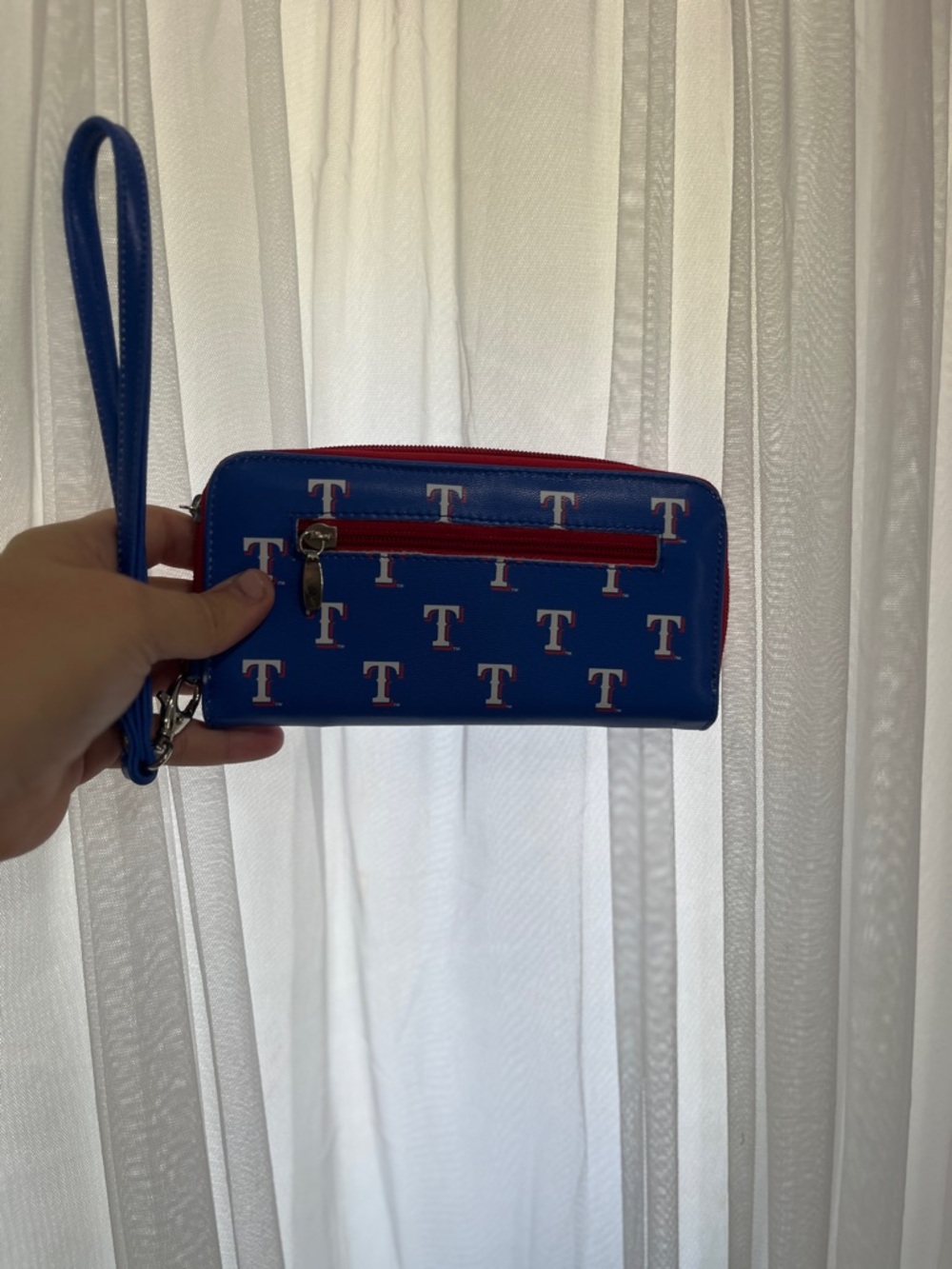 Texas rangers blue wristlet wallet with Red Trim purse accessory baseball fan